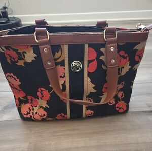 Floral Black and Brown Tote Bag